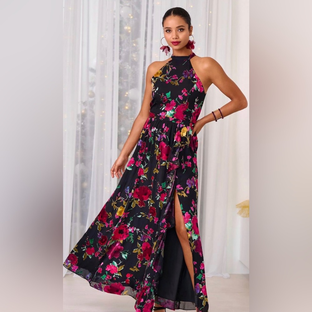 Floral burnout floral gown